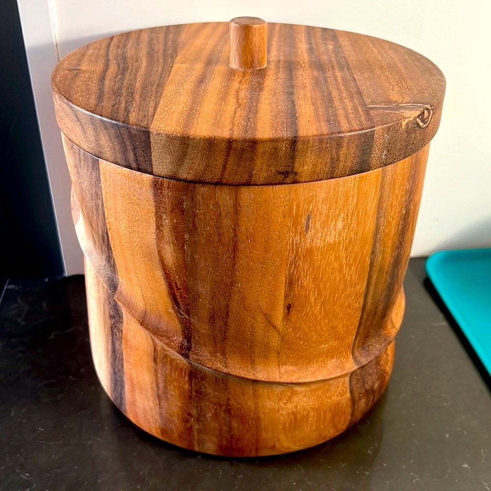 Walnut mid century modern ice bucket!